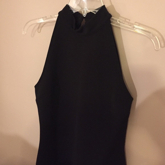 Pins and needles black bodycon open back dress