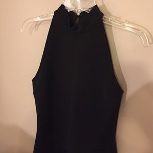 Pins and needles black bodycon open back dress