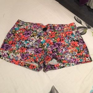 Floral shorts.