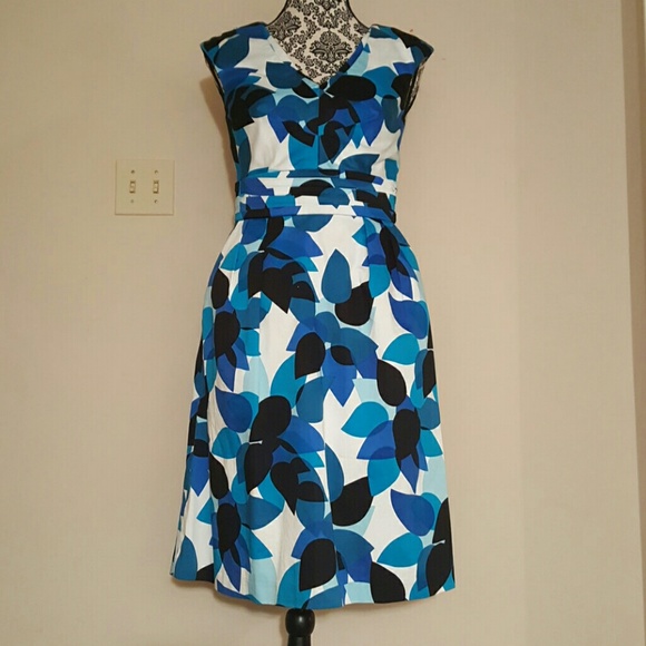 Blue and white multi colored dress