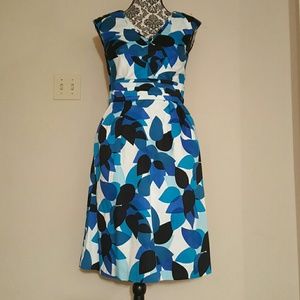 Blue and white multi colored dress