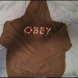 Obey women's gray floral pullover hoodie!