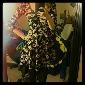 Black floral skater dress