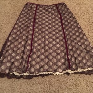 Anthropologie vintage feel lace overlay skirt