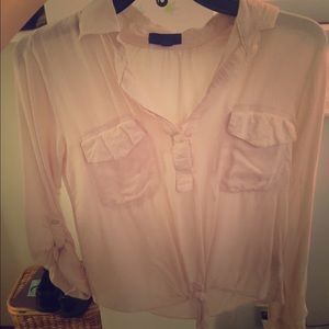 Cute Beige Crop Top w/ Ties in Front