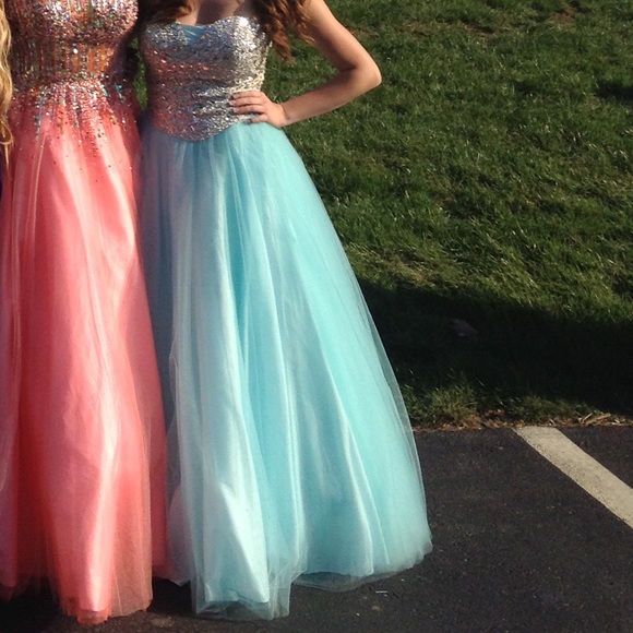 Blue Sparkle Princess Prom Dress - Picture 1 of 3