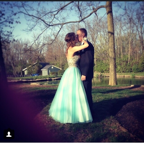 Blue Sparkle Princess Prom Dress - Picture 2 of 3