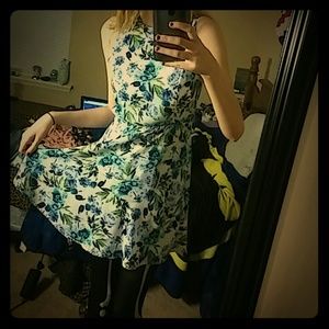 Blue and white floral dress