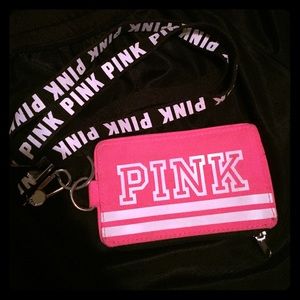 Pink wristlet and lanyard
