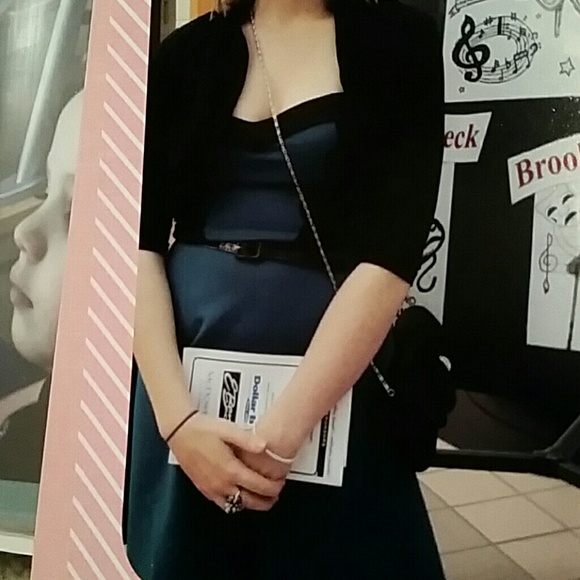 Strapless Teal and Lace Dress - Picture 3 of 3