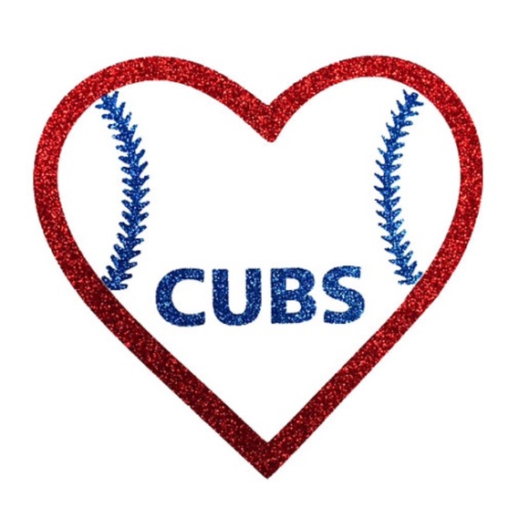 Chicago Cubs Heart Baseball V-Neck Shirt - Picture 2 of 3