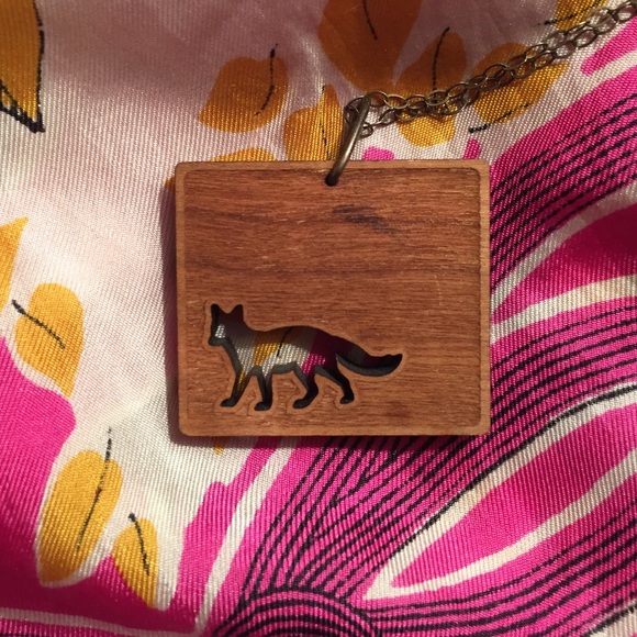 Gorgeous handmade wooden fox necklace