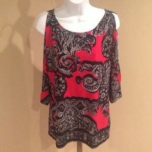 CACHE SPLIT SLEEVE KNIT TOP