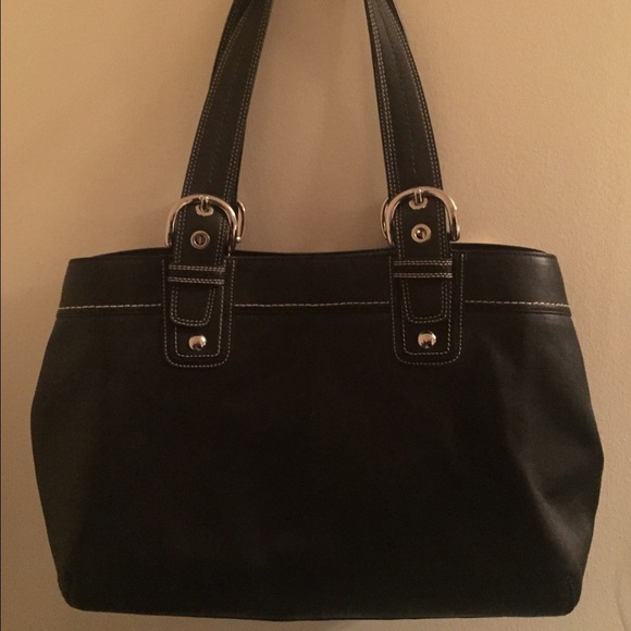 Coach Black Soho Pleated Leather Tote - F13733