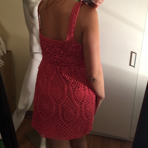 Red crochet dress S/M - Picture 2 of 4