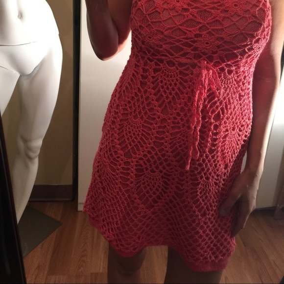 Red crochet dress S/M - Picture 3 of 4