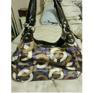 Coach Madison Purple & Brown Shoulder Bag