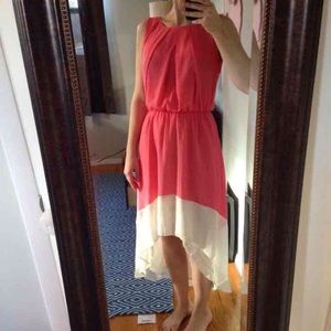 Coral/cream colored dress, size large