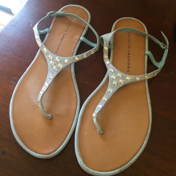 Baby Blue Chinese Laundry Jeweled Sandals