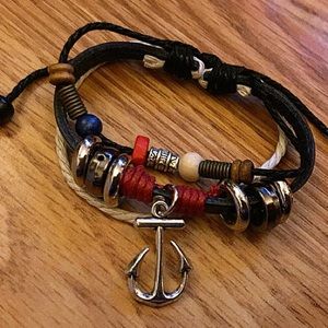 Anchor Leather Bracelet