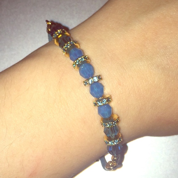Blue Swarovski Beaded Bracelet