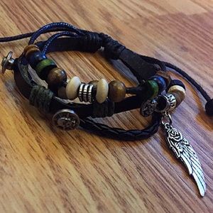 Rose Wing Leather Bracelet