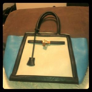 Christian La Croix handbag in blue, grey and black