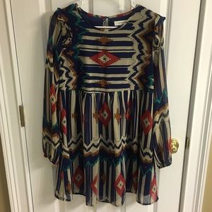 Umgee Aztec Long Sleeve Dress