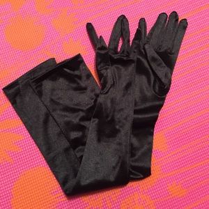 Black satin gloves