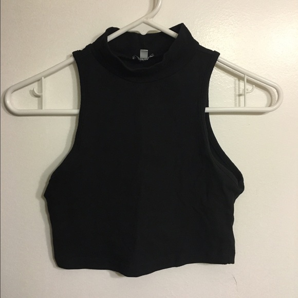 Black turtle neck crop top