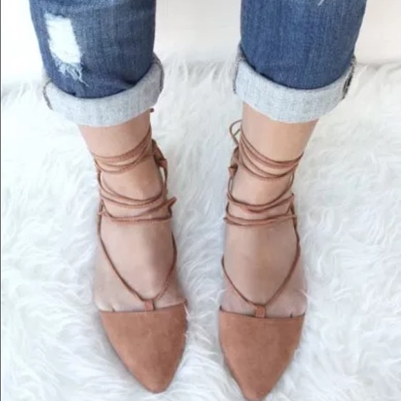 Tan flats suede
