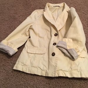 Old navy pale yellow cotton blazer w/ stripe cuffs