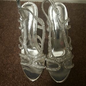 Silver and Crystal Heels