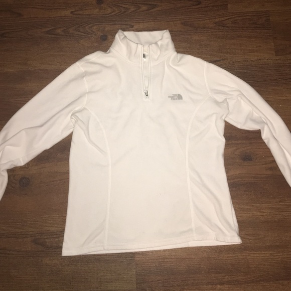 North Face white fleece half zip up