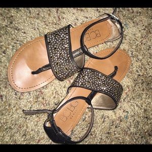 BCBG Gladiators Brown & Gold Sandals