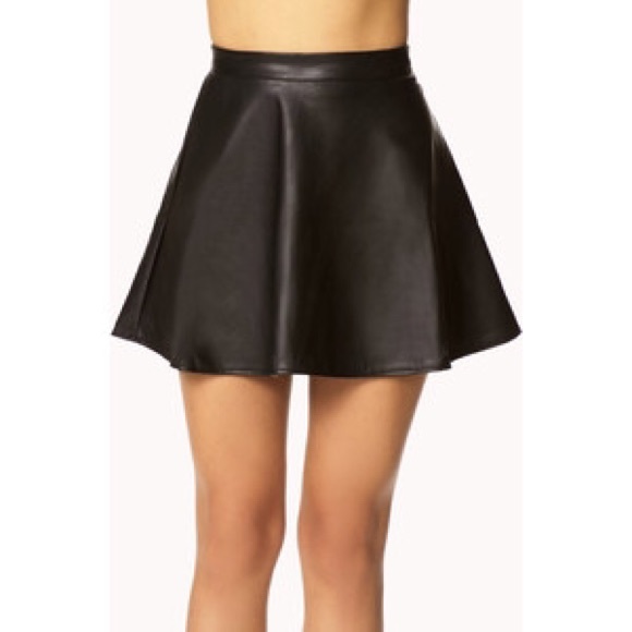 Faux Leather Skater Skirt