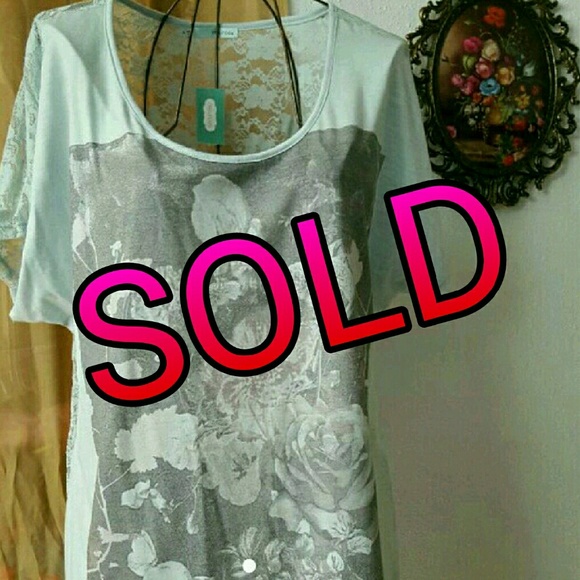 Maurices Tops - 🚫SOLD🚫 Pale Mint Screen Tee with Lace Back