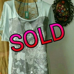 🚫SOLD🚫 Pale Mint Screen Tee with Lace Back