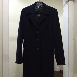 Benetton Long Wool Coat-navy blue