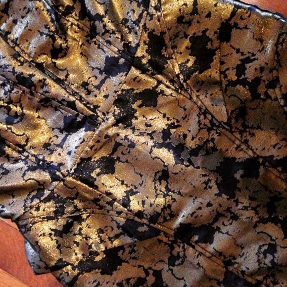 Gold foil couture Strapless Peplum Mini Dress XS 0 - Picture 5 of 5