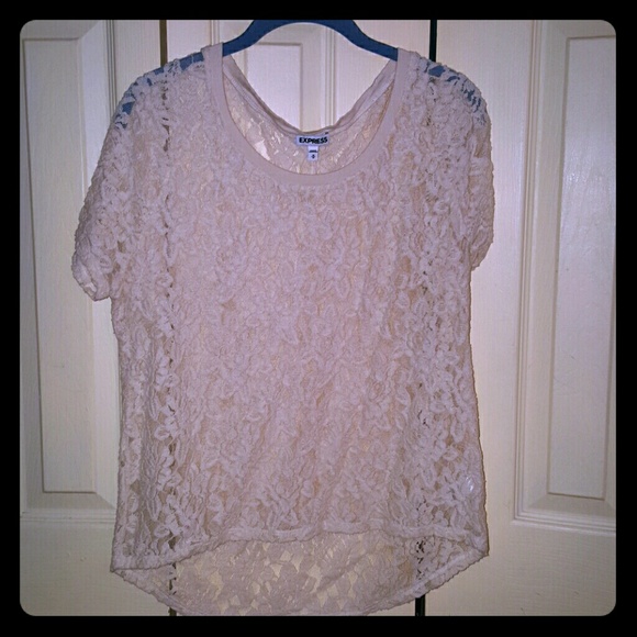 Express lace cream sheer t shirt