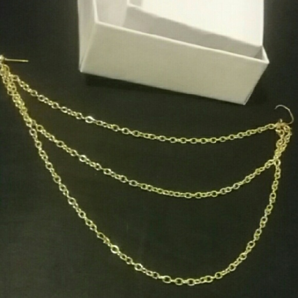3 Chain Gold Ear to nose Faux Rings