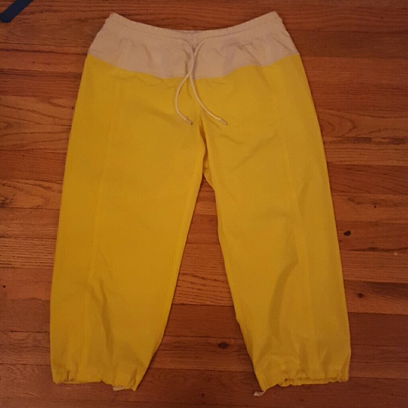 Bright yellow capri Lululemon pants