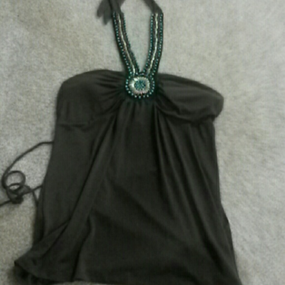 Brown Beaded Halter - Picture 1 of 2