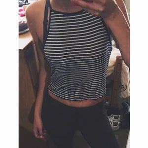 Blue striped brandy Melville cropped tank