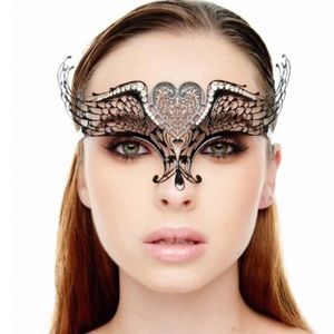 Luxurious Laser Cut Black Tiara Masquerade Mask