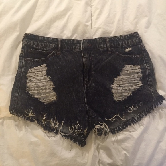 High Rise Cut-off Black Jean Shorts