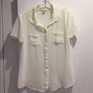 Loft Chiffon White Blouse