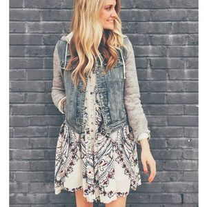 🌷FREE PEOPLE Denim/Knit Hooded Jacket M