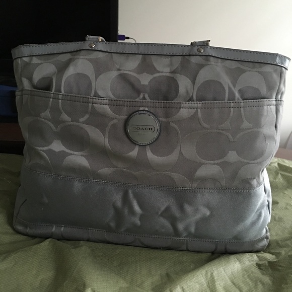 Blue/Grey Coach Diaper Computer Travel Bag Tote